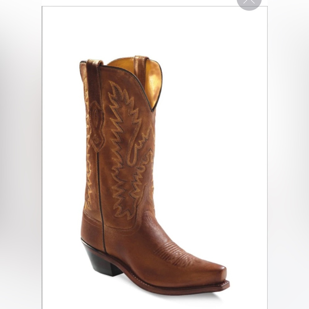 Old West Tan Canyon Womens All Leather 12in Snip Toe Cowboy Western Boots
